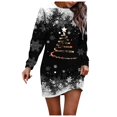 thumbnail image 1 of Kcodviy Robe Chandail de Noël Imprimée pour Femme Midi Robe pour Femme Col Rond Longue Combinaison Robe Midi Manche Ample Sans Capuche Robe Décontractée D, 1 of 5
