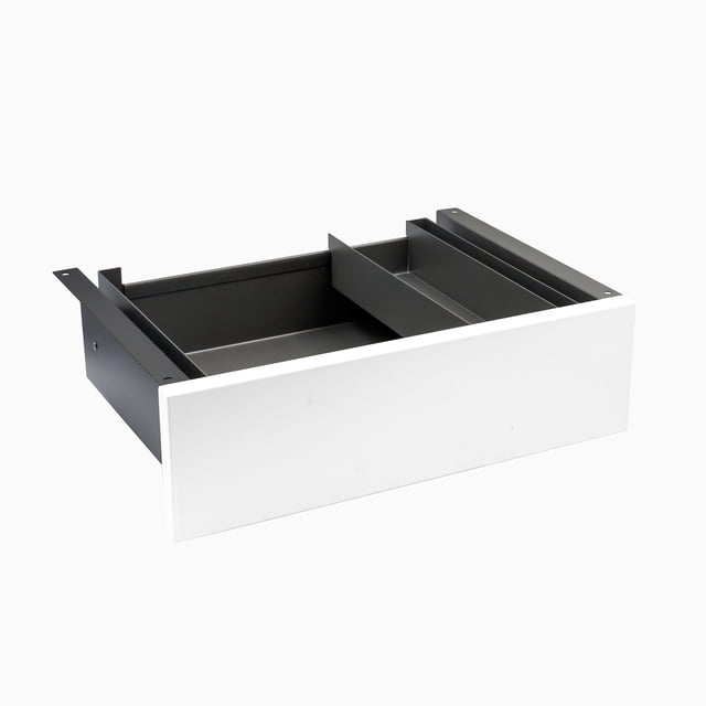 Desky Minimal Under Desk Drawer - White Laminate / Space Grey
