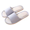 thumbnail image 1 of RKSTN Pantoufles pour Femmes Mode Couple Décontractées en Lin Bout Rond à Rayures Confortables Tongs Décontractées Chaussures d'Intérieur,Pantoufles pour Femmes Intérieur Extérieur, 1 of 3
