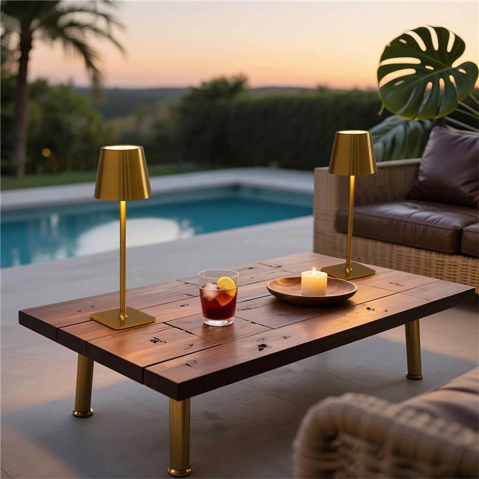 Lot de 2 lampes de table rechargeables de 13" pour intérieur/extérieur Mainstays, or