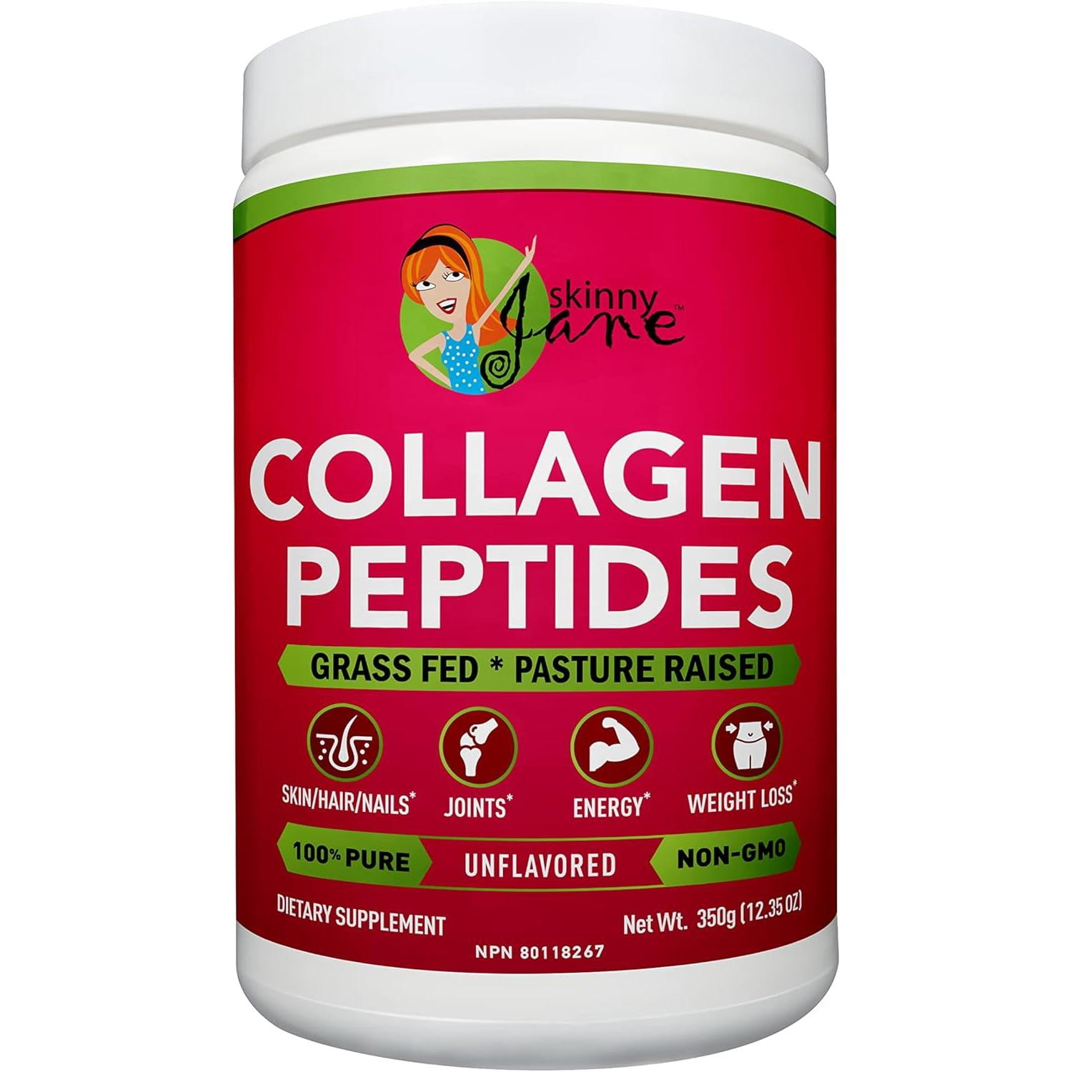 Skinny Jane Premium Collagen Peptides – Supports Healthy Skin, Hair, Nails & Joints - Diet Friendly - Unflavored - 35 Servings