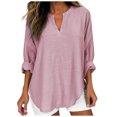 thumbnail image 1 of Yuyuzo Oversized Sweatshirts for Women Long Sleeve Crew Neck Side Slit Color Block Pullover Tops, 1 of 5