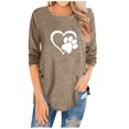 thumbnail image 1 of Fridja Womens O-Neck Irregular Button Long Sleeve Print Casual Top Blouse, 1 of 5