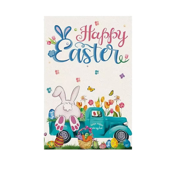 XZNGL Drapeau de Jardin de Pâques en Lin Imprimé Recto Verso Drapeau de Décoration Extérieure pour Cour 30 x 45 cm pour Fête de Printemps Décoration de Pâques et Présentation de Bienvenue au Jardin