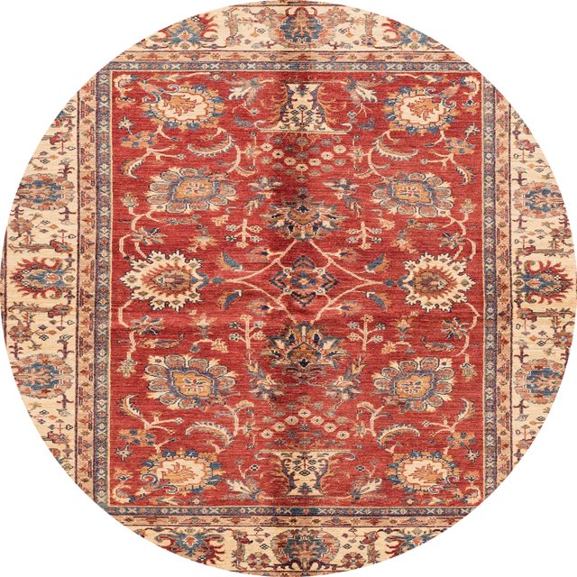 Ahgly Company Tapis d'Intérieur Ronds Abstraits Rouges Abstraits pour Aire, 3 Pieds Rond