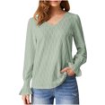 thumbnail image 2 of RXIRUCGD Blouse Basique à Col Rond à Manches Longues Unie pour Femme, Mode d'Automne, Vert, Taille : S, 2 of 6