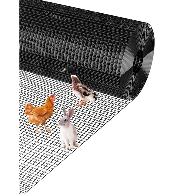 Hardware Cloth – Heavy Duty Galvanized 1/2" Mesh, 19GA – Garden Trellis & Fence – Rust Resistant – Poultry, Chicken Coop, Rabbit Cage & Animal Barrier – Size: 1.2x30m, Color: B-Black plastic dip