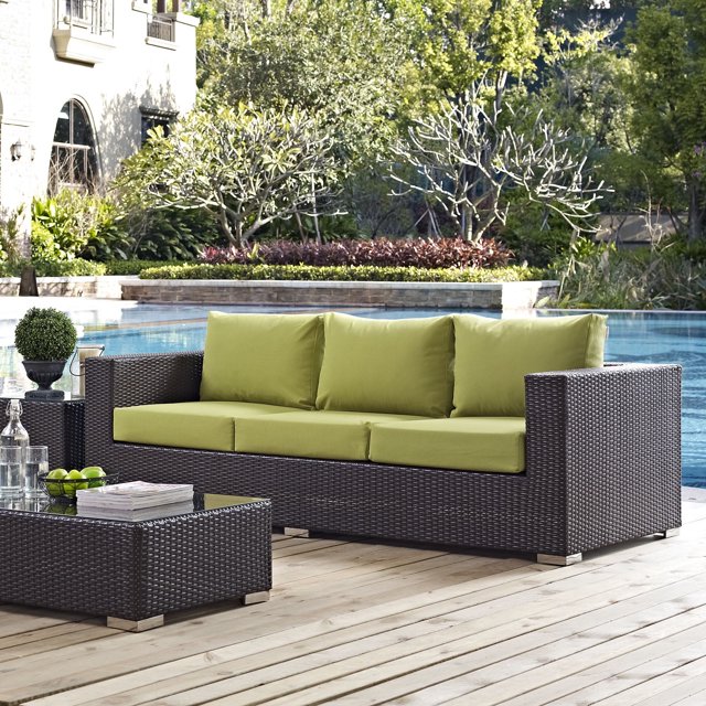 Modway Convene Outdoor Patio Furniture Sofa, Espresso