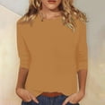 thumbnail image 2 of T-shirts d'Été pour Femmes 3 d'Automne pour Femmes Manches 4 Col Rond Col Roulé Simulé Femmes Manches Longues Haut Ample Imprimé Floral Femmes T-Shirt T-Shirts Décontracté Lin Chemises pour Femmes Tunique Tee Blouse, 2 of 4