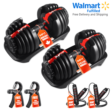 IMFit Ensemble d'Haltères Réglables de 2,3 à 23,8 kg avec 2 Poignées et 2 Cordes à Sauter / Ensemble Complet d'Entraînement à Domicile / Équipement de Musculation Compact pour la Maison