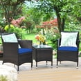 thumbnail image 3 of Patiojoy Ensemble de Mobilier de Patio en Rotin Osier 3 Pcs Ensemble de Canapé de Conversation avec Table à Café Bleu, 3 of 7