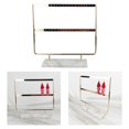thumbnail image 4 of lionlar Marble Base Jewelry Rack Metal Earring Display Stand 2 Tier White Base, 4 of 9