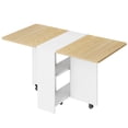 thumbnail image 1 of Drop Leaf Table for Small Spaces, Movable & Foldable Dining Table with 2-Tier Storage Shelf, Extendable Dining Table for 4, Ideal for Kitchen Dining Room Apartment, 1 of 9