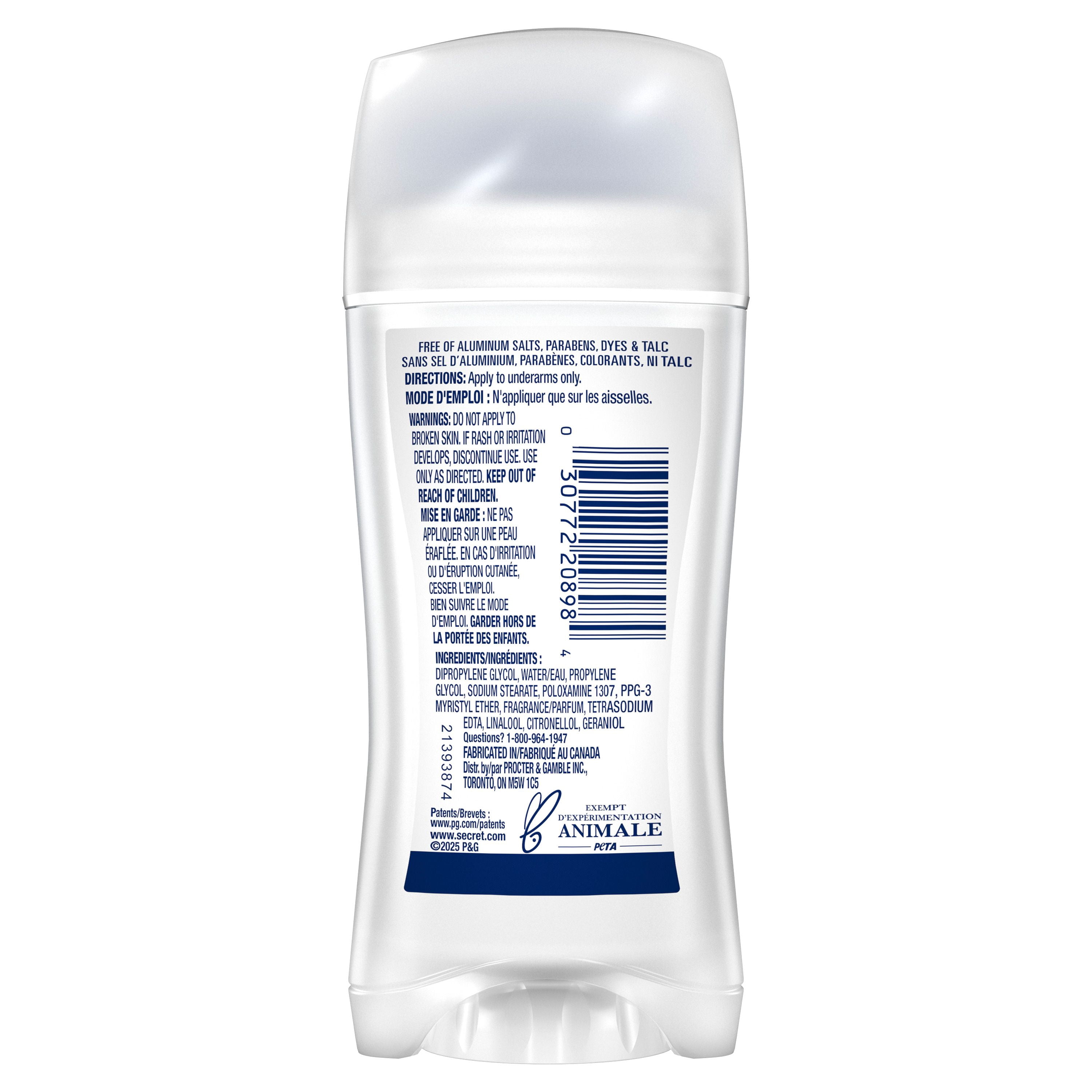 Secret Aluminum Free Clear Solid, Clear Waterlily Scent, 68g