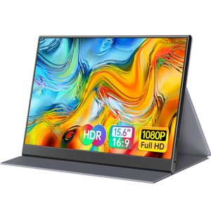 ForHelp 15.6inch Moniteur portable,1080P USB-C HDMI Deuxième moniteur externe pour ordinateur portable,PC,Téléphone Mac,PS,Xbox, Swich,IPS Moniteur de jeu Zero Frame ultra-mince/Couverture intelligente Premium