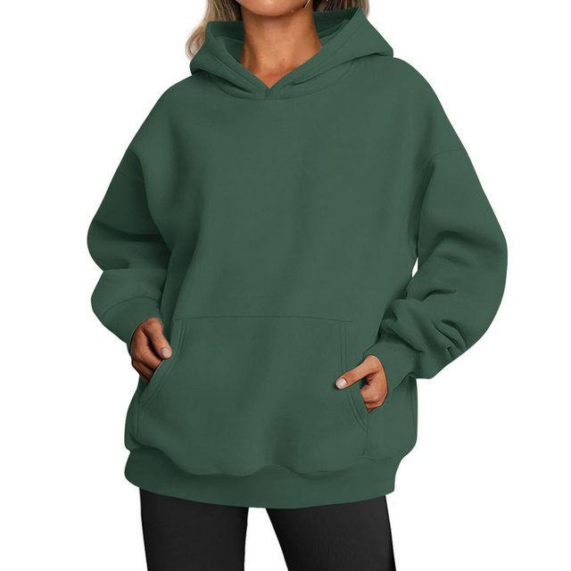 Mode Quotidienne des Femmes Sweat-Shirts Décontractés à Col Rond à Manches Longues Sweat-Shirts de Couleur Unie Café L