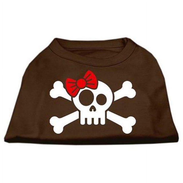 Skull Crossbone Bow Screen Print Shirt Brown Xxxl (20)