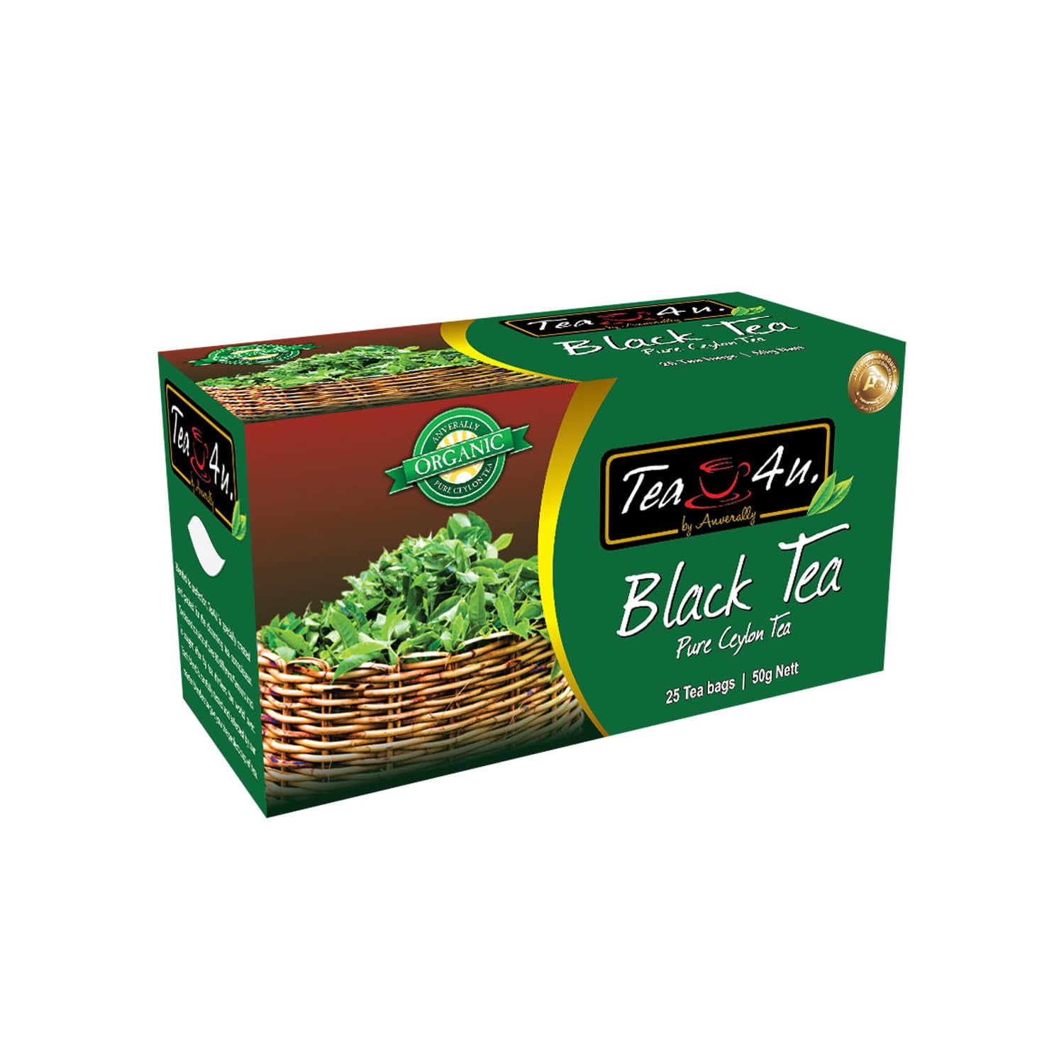 Tea4U Organic Black Ceylon TeaBags- 25 Count