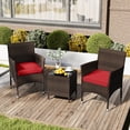 thumbnail image 1 of Costway Outdoor 3 PCS PE Rattan Wicker Furniture Sets Chairs  Coffee Table Garden Red, 1 of 10