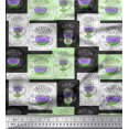 thumbnail image 1 of Soimoi Purple Poly Georgette Fabric Caramel & Americano Coffee Beverages Print Sewing Fabric Yard 52 Inch Wide, 1 of 3