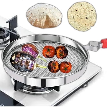 8 Inch Dia, Stainless Steel Barbeque Grill, Roaster For Papad, Phukla, Roti, Brinjal Jali / Mesh Griller, for Kitchen Cooking.