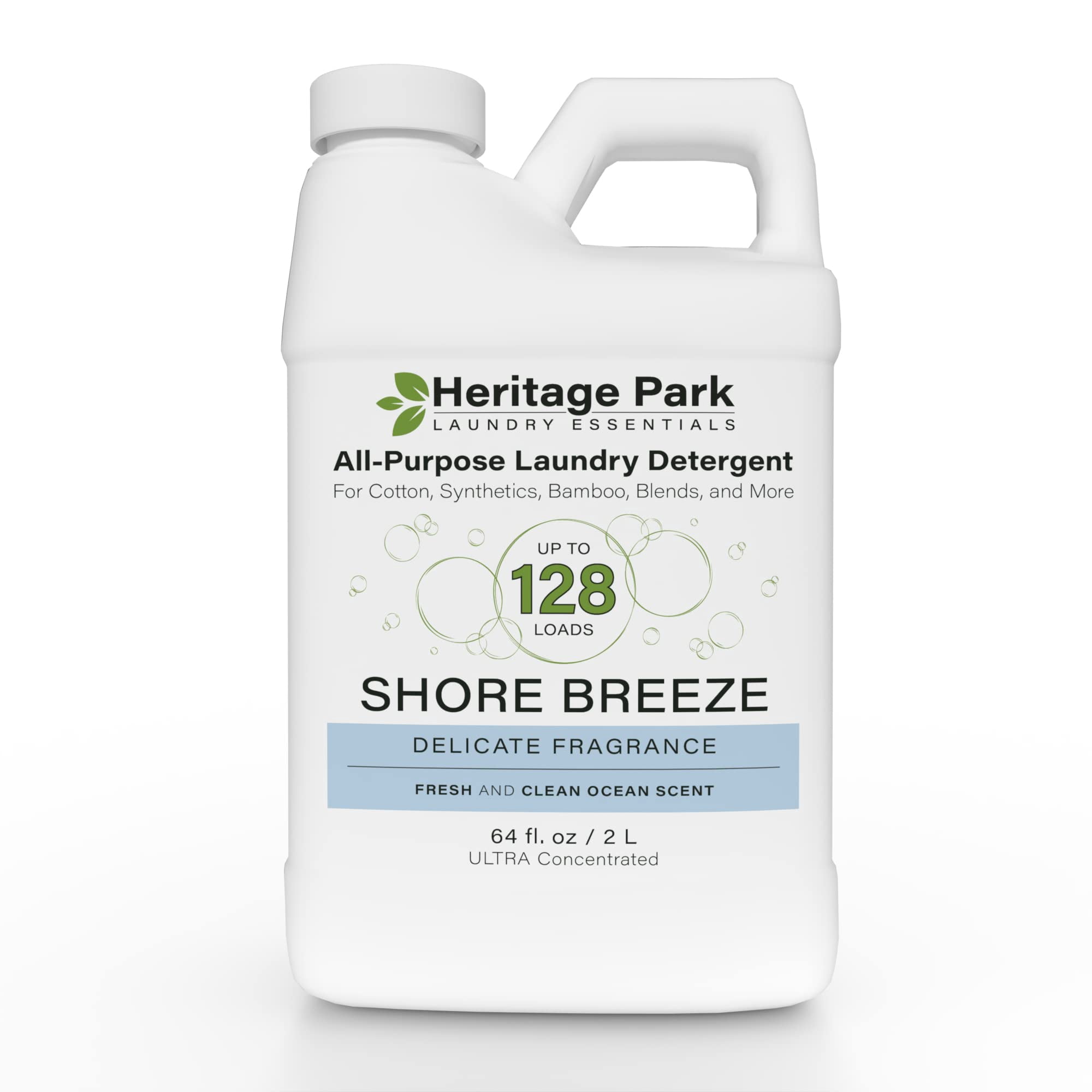 Heritage Park Luxury Laundry Detergent | Dermatologist Tested Plant based Natural & Enzyme Laundry Detergent | Sensitive Skin Friendly - Shore Breeze (64 fl oz)