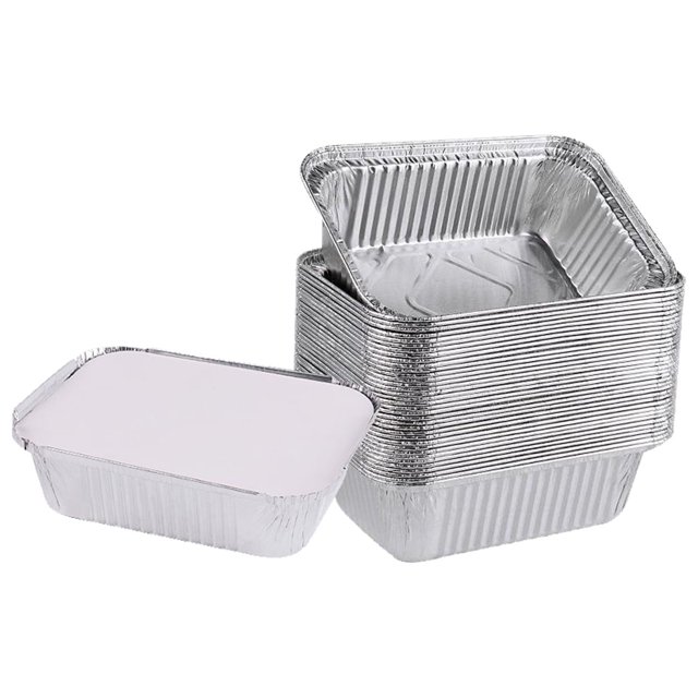 Boîte en Aluminium Jetable en Feuille d'Étain avec Couvercle pour Barbecue Extérieur, Four de Cuisson, Bol en Feuille d'Étain
