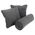 thumbnail image 4 of Double-corded Solid Twill Throw Pillows with Inserts (Set of 3), Chocolate, 4 of 5