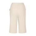 thumbnail image 4 of Dealovy Cotton Linen Shorts for Women High Waisted Drawstring Lightweight Knee Length Shorts with Pockets, 4 of 7