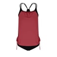 thumbnail image 5 of Moxiu Women's Two Piece Tankini Bathing Suits T-Back Top Ruched Padded Modest Swim Shorts Summer Basic Swimwear Watermelon Red,XXL, 5 of 5