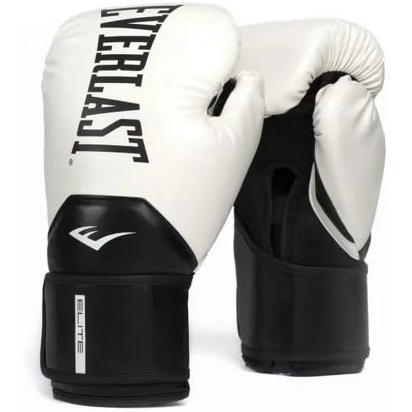 Everlast Elite 2 Gants de Boxe, Blanc/noir 12 oz