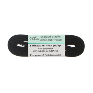 UNIQUE CREATIV noir Braided Elastic, 6 mm (0.24 in), 7 m (7.66 yd)