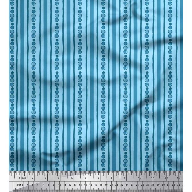 Soimoi Rayon Fabric Dot & Stripe Block Print Fabric by Yard 56 Inch Wide