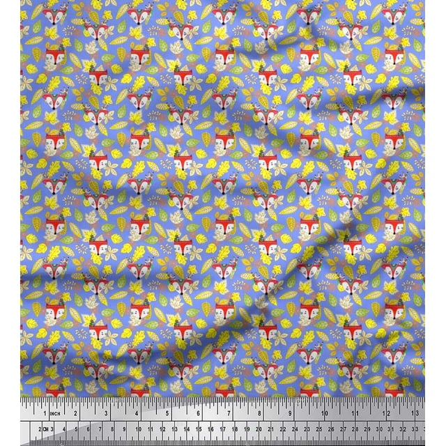 Soimoi Polyester Crepe Fabric Croissant & Baguette Food Print Fabric by Yard 52 Inch Wide