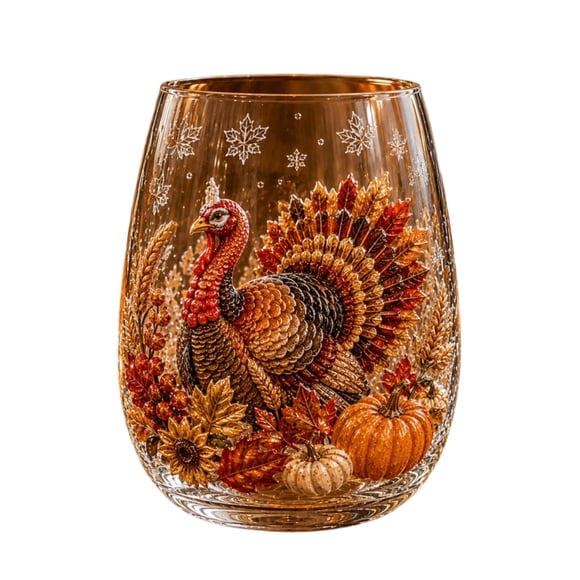 Verre à Vin Sans Pied d'Automne, Tasse à Boire à Thème de Récolte, Verrerie Décorative pour l'Action de Grâce, Fête à la Maison, Centre de Table, Déco d'Automne