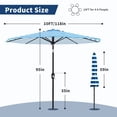 thumbnail image 4 of Parasol de Patio de 10 Pi pour l'Extérieur – 8 Nervures Robustes, Protection UV, Manivelle et Inclinaison à Bouton-Poussoir, Parasol de Marché Imperméable pour Jardin, Terrasse, Piscine Ou Cour – Rayures Bleues et Blanches, 4 of 6