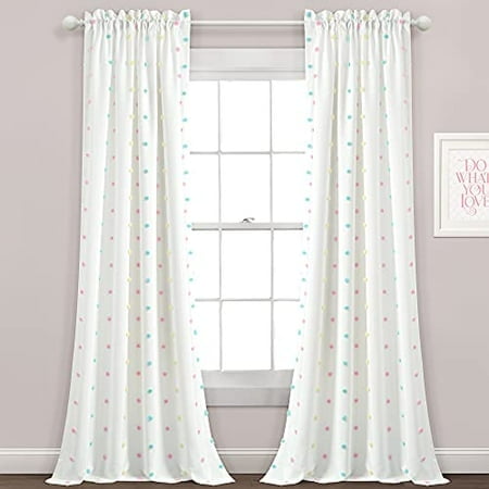 Lush Decor Rainbow Tufted Dot Window Curtain (Single Panel), 84" L x 40" W, Multi