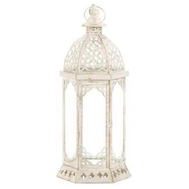 Home Locomotion 849179027049 Graceful Distressed Lantern, White - Small