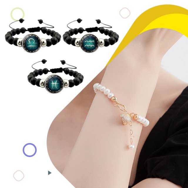 mmirethe Brillant Cadeau Réglable Bracelet Tressé à la Main avec 12 Signes du Zodiaque Toute Occasion Réglable 1