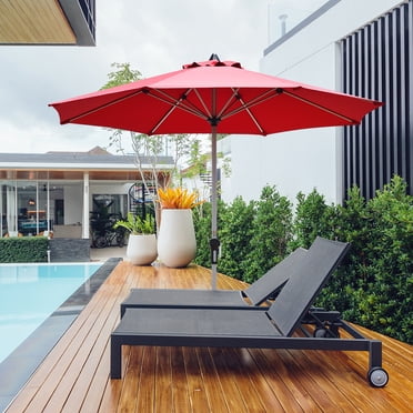 Gymax 9Ft Patio Outdoor Umbrella Market Table Umbrella w/ Crank 8 Ribs Burgundy