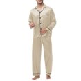 thumbnail image 4 of JMYHOAM Mens Pajamas Sets Lounge Sets for Men Long Sleeves Turn Down Collar Pajamas Spring Silk Ice Silk Buttons Homewear Set Loungewear, 4 of 7