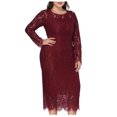 thumbnail image 2 of LSLJS Femmes de la Mode Évider Dentelle Longue Dress à Manches Longues Soirée Dress, Robes de Cocktail for Women Soirée, 2 of 5