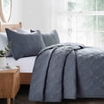 thumbnail image 3 of Peace Nest Premium Damask Pattern Reversible Coverlet Set 100% Soft Microfiber Fabric, Dark Grey, King Size, 3 of 5