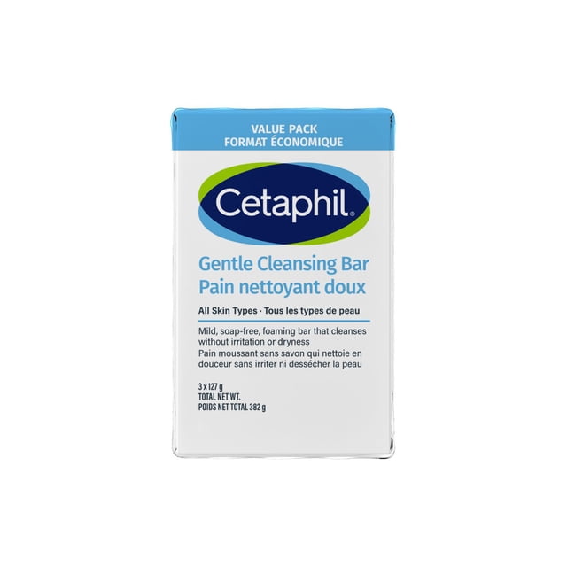 Cetaphil Pain Nettoyant Doux / Nettoyant Hydratant Moussant pour le Visage et le Corps / pour Peau Sensible /