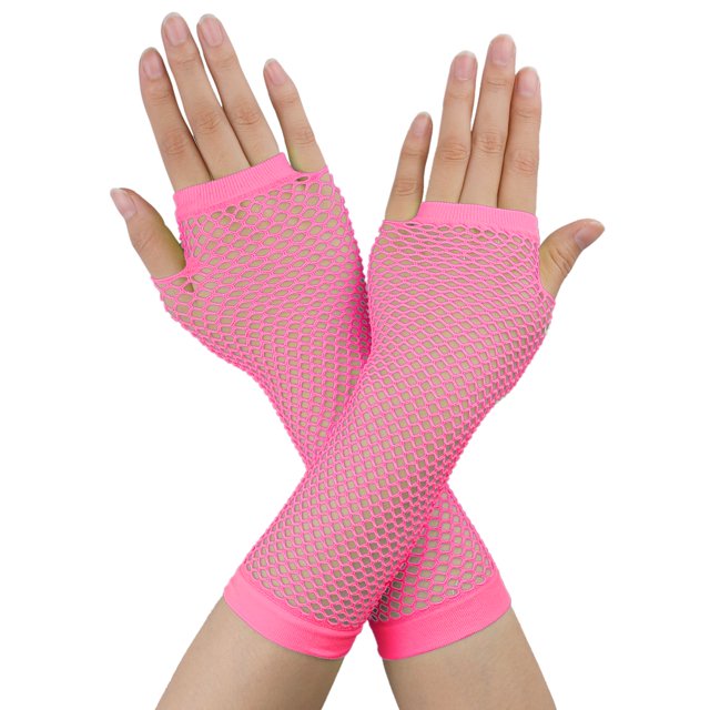 Unique Bargains Gants Résille Sans Doigts Longueur Coude pour Femmes 2 Paires