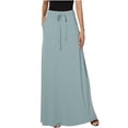 thumbnail image 1 of FAIWAD Women's Elastic High Waisted Maxi Skirt Drawstring Loose Casual Basic A-Line Skirts with Pockets, 1 of 7