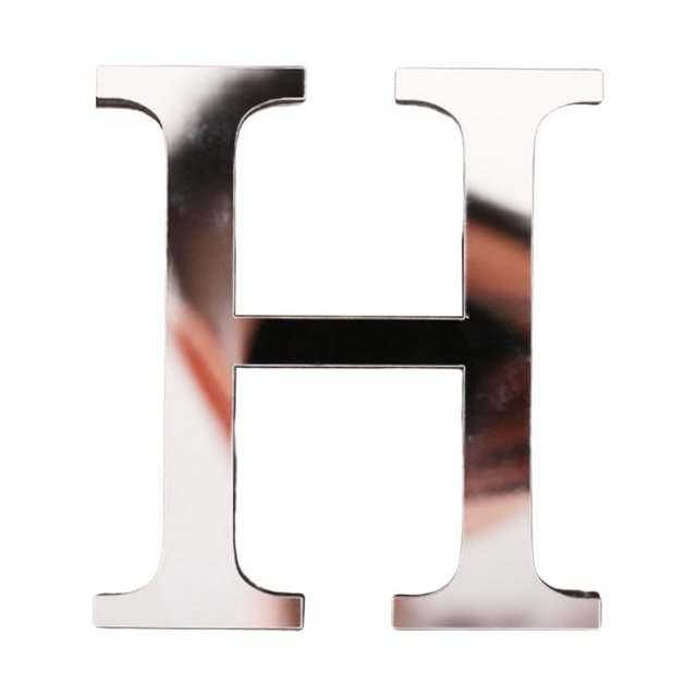 2Pcs Letter Ornament Waterproof Removable Silver-plated 3D Mirror Surface Acrylic Decal for Wedding