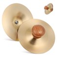 thumbnail image 1 of EXHUMKY 1 Pair Hand Held Cymbals Golden Finger Cymbals for Rhythm Development in Children and Beginners, 1 of 7