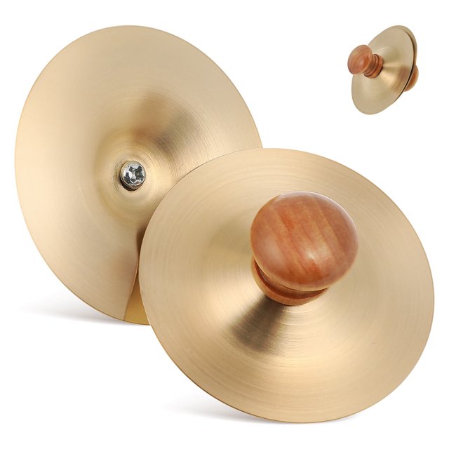 EXHUMKY 1 Pair Hand Held Cymbals Golden Finger Cymbals for Rhythm Development in Children and Beginners