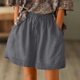 thumbnail image 2 of Timegard Womens Plus Size Shorts Cotton Linen Elastic High Waisted Wide Leg Lounge Shorts with Pockets, 2 of 7